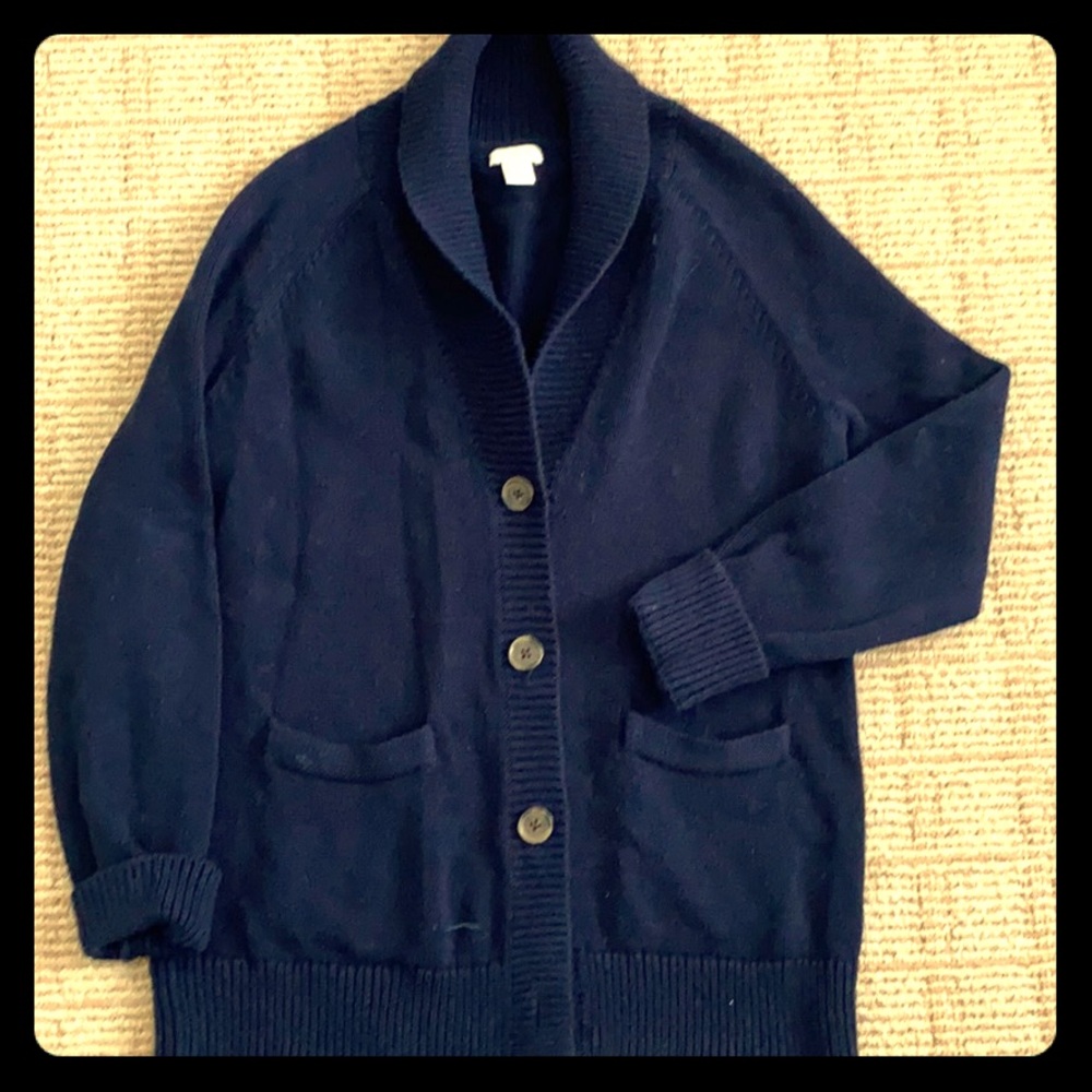 J. Crew 💯% Cotton Cardigan Sweater Navy Blue